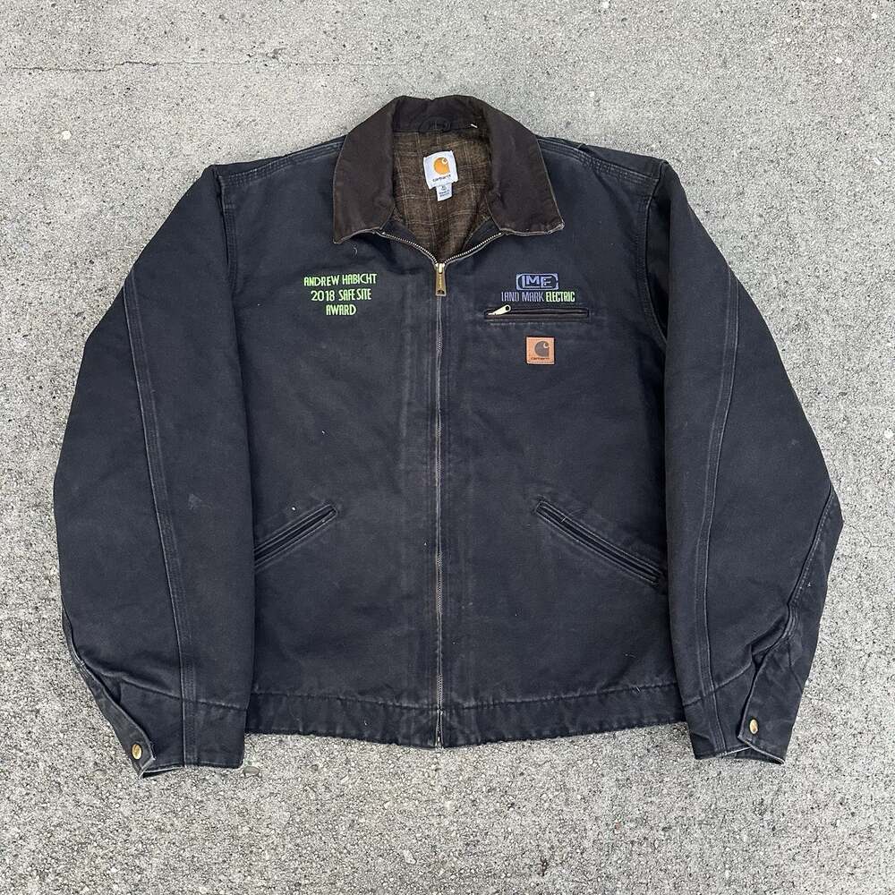 Vintage Carhartt Faded Black Detroit Jacket XL Tall J97 Workwear Grunge